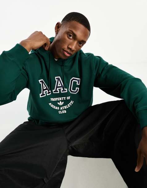 Mens Green Adidas Hoodies & Sweatshirts Tops, Clothing