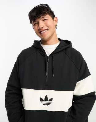 adidas Originals Rifta colourblock logo hoodie in black and white | ASOS