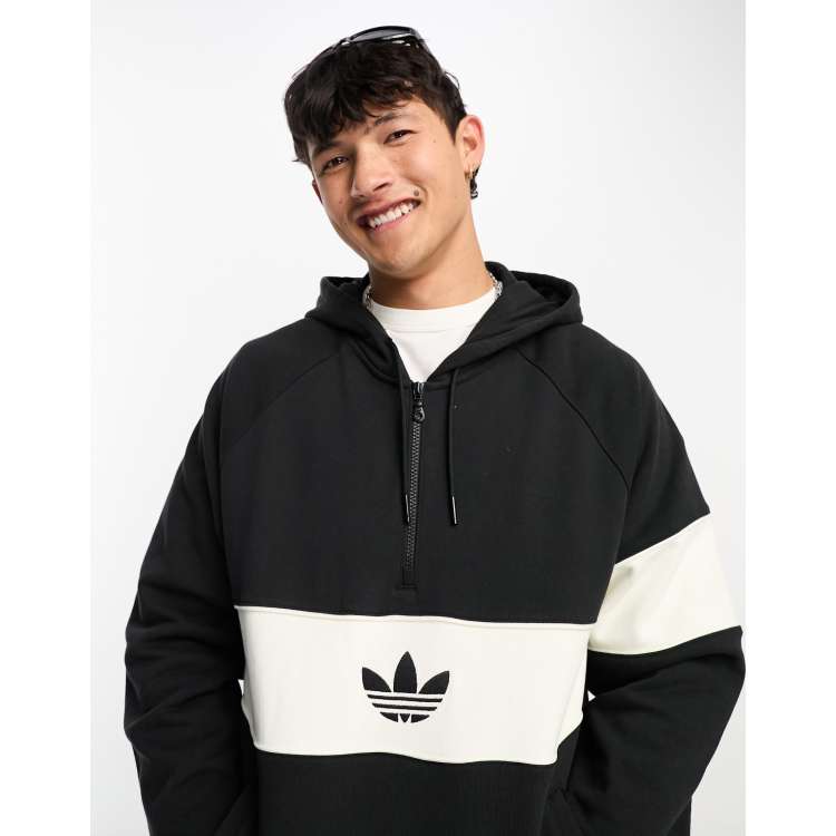 Black and white adidas zip clearance hoodie