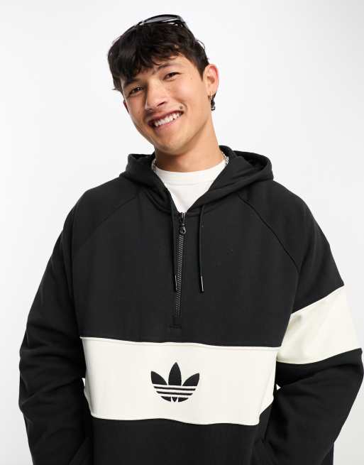 adidas Originals Rifta colourblock logo hoodie in black and white