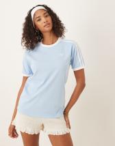 adidas Originals Adicolor 3 stripe ringer t-shirt in navy