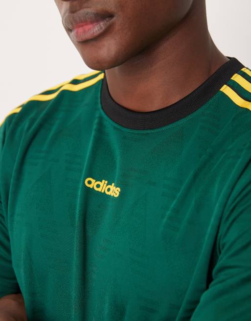 adidas Originals – Ringer-T-Shirt in Grün und Gelb mit Logo, 2 von 5