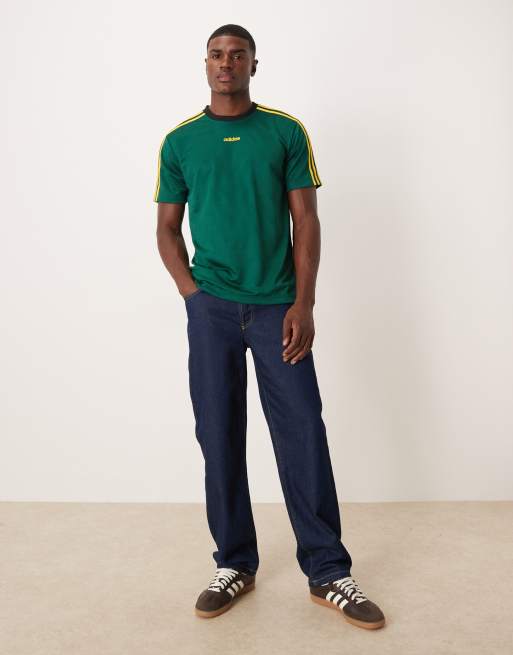 adidas Originals – Ringer-T-Shirt in Grün und Gelb mit Logo, 4 von 5
