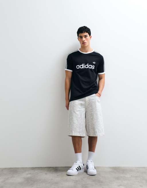 adidas Originals – Ringer-T-Shirt in Schwarz und Weiß mit den drei Streifen, 3 von 7