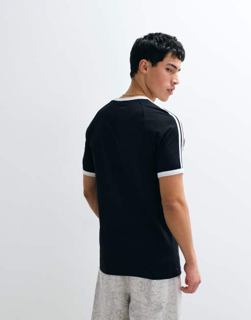 adidas Originals – Ringer-T-Shirt in Schwarz und Weiß mit den drei Streifen, 5 von 7