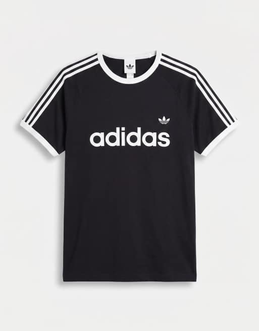 adidas Originals – Ringer-T-Shirt in Schwarz und Weiß mit den drei Streifen, 6 von 7