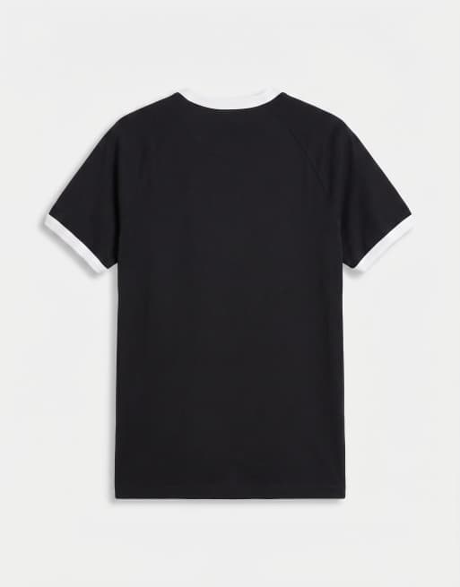 adidas Originals – Ringer-T-Shirt in Schwarz und Weiß mit den drei Streifen, 7 von 7