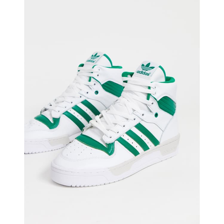 adidas Originals rivalry hi top sneakers in white and green