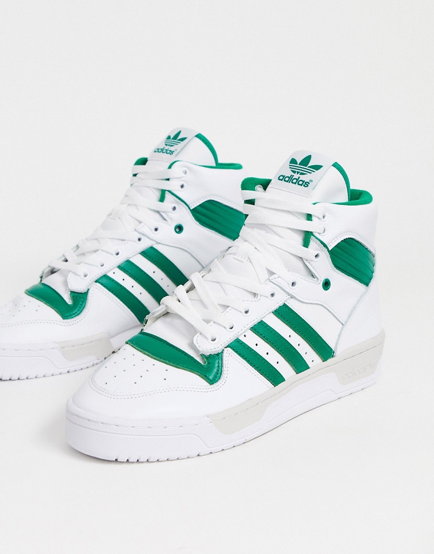 Adidas Originals rivalry hi top trainers in white and green-Multi