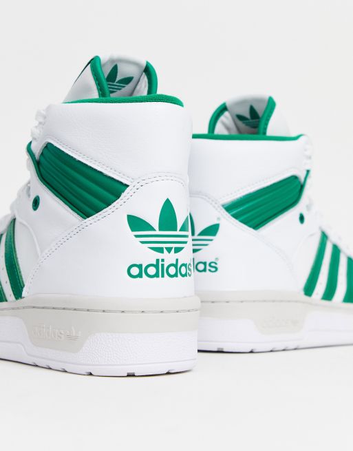 Adidas high tops 2025 white and green