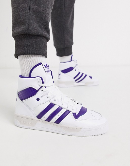 adidas Originals rivalry hi top trainers in white and purple | ASOS