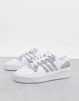 adidas white glitter trainers