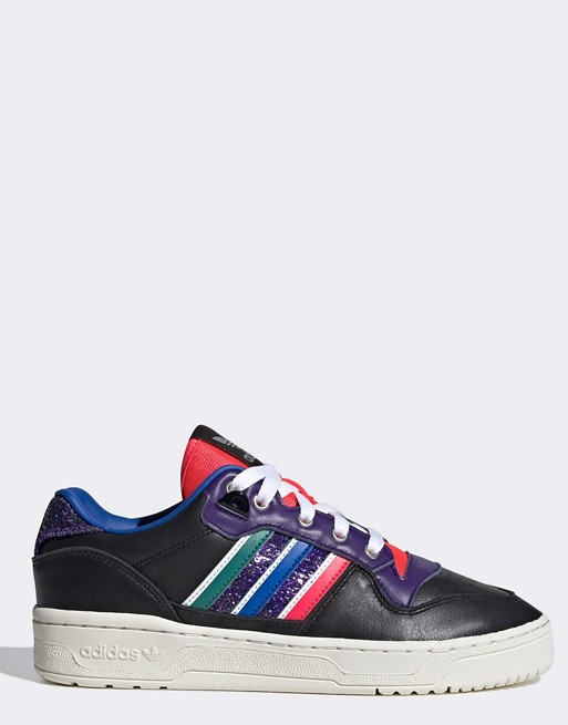 adidas Originals Rivalry Low sequin trainers in black and red