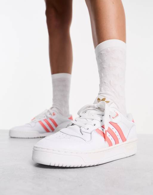 adidas Originals Rivalry Low sneakers in white and coral