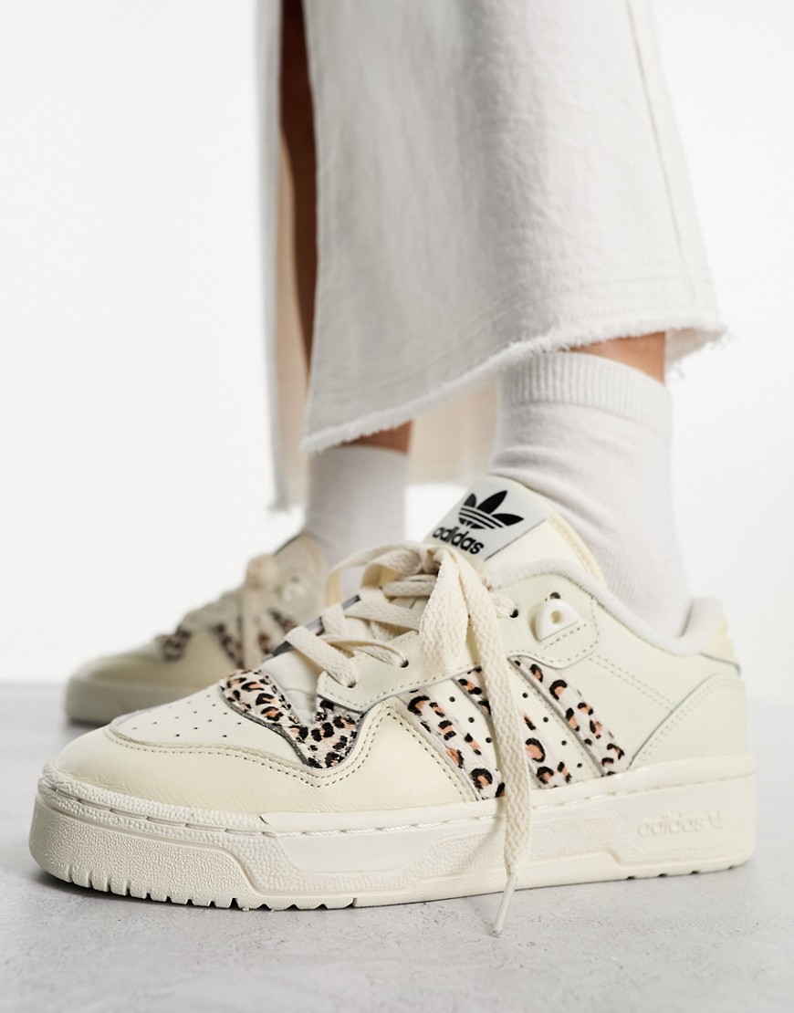 adidas Originals Rivalry Low trainers in off white and leopard