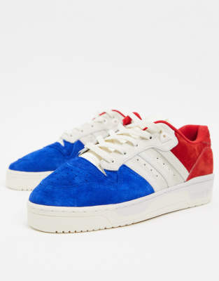 adidas originals rivalry low trainers in white canvas with suede trim