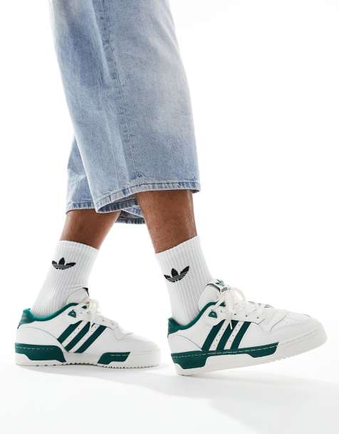 adidas Originals Rivalry low trainers in white and green - view 1