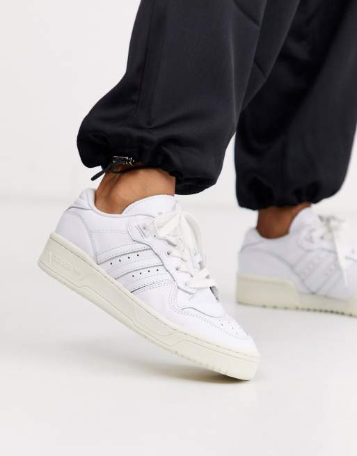 Adidas originals rivalry low shop trainers in triple white