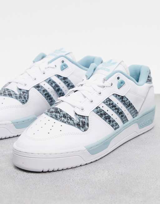 adidas Originals Rivalry low trainers with snakeskin in white and blue