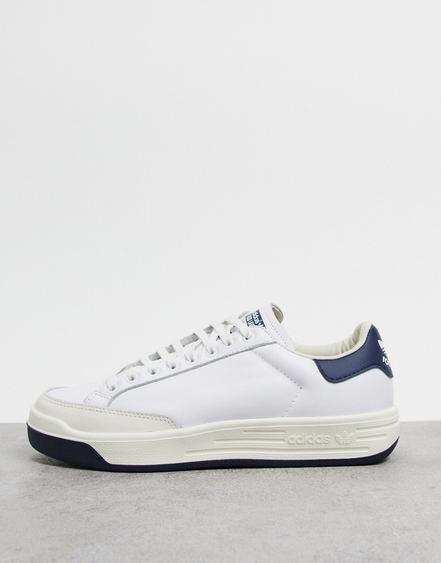 Adidas Originals Rod Laver trainers in white with navy heel