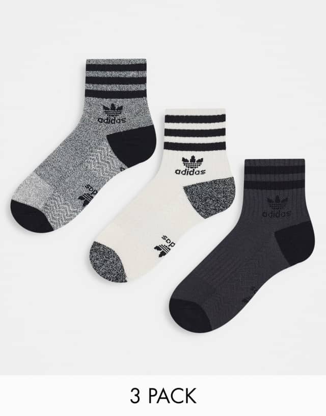 adidas Originals Roller 2.0 3 pack quarter socks in multi