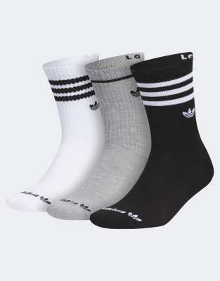 Roller 3 pack crew socks in gray multi