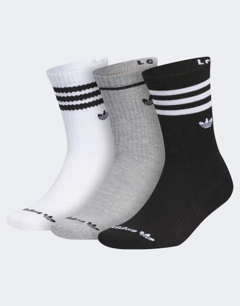 adidas Originals Roller 3 pack crew socks in gray multi - view 1