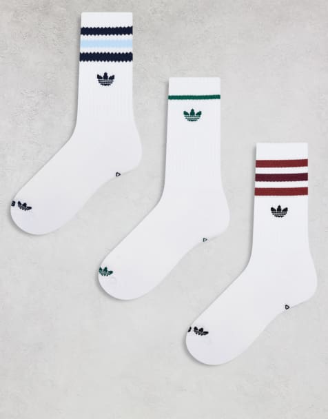 adidas Originals Roller 3.0 3-pack crew socks in white with collegiate color pop - view 1