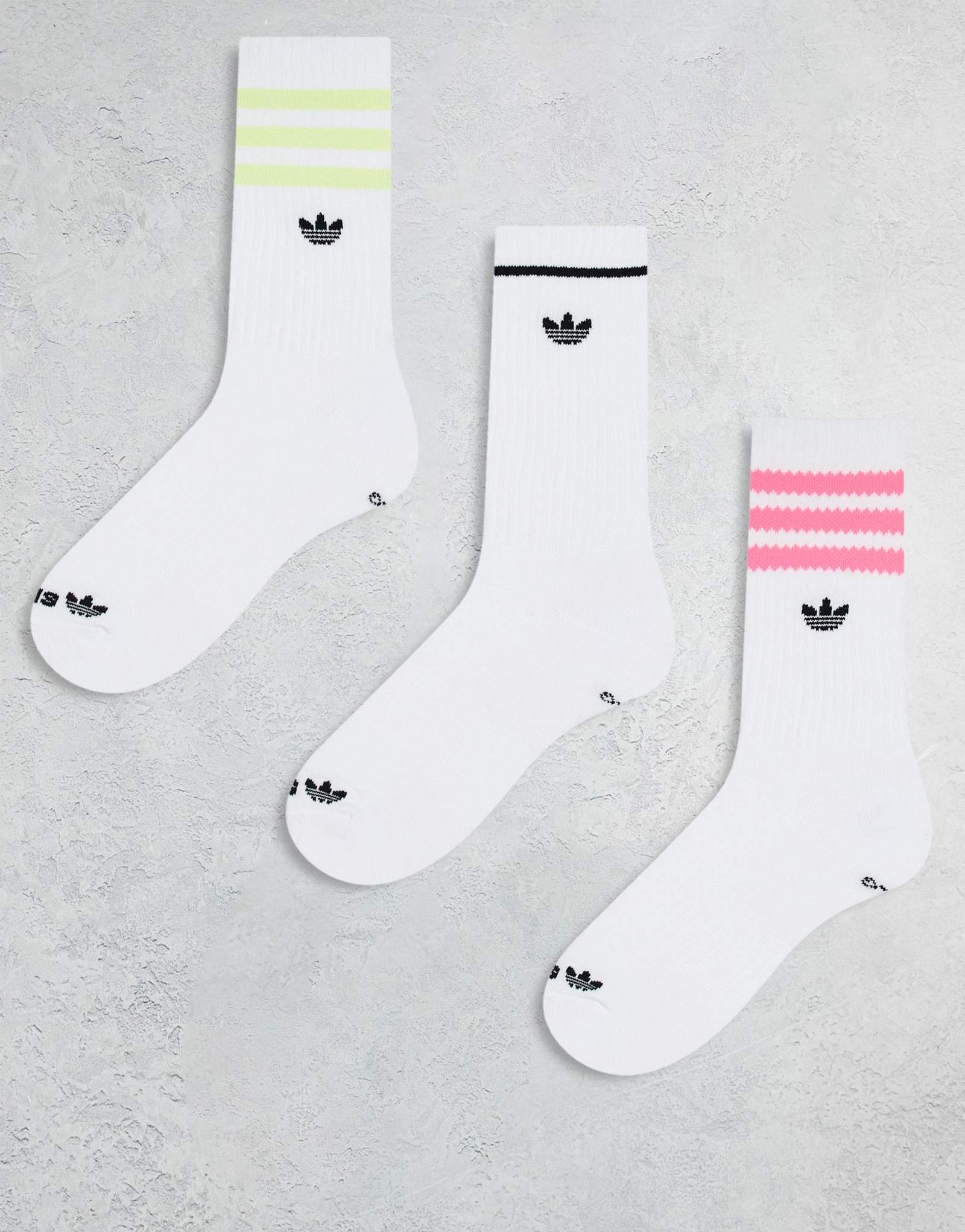 носки adidas Originals Roller 3.0 3 pack crew белого цвета с цветными вставками