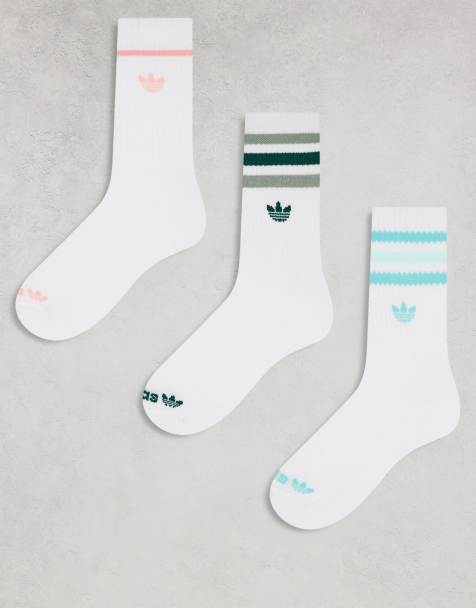 adidas Originals Roller 3.0 3-pack crew socks in white with pastel color pops - view 1
