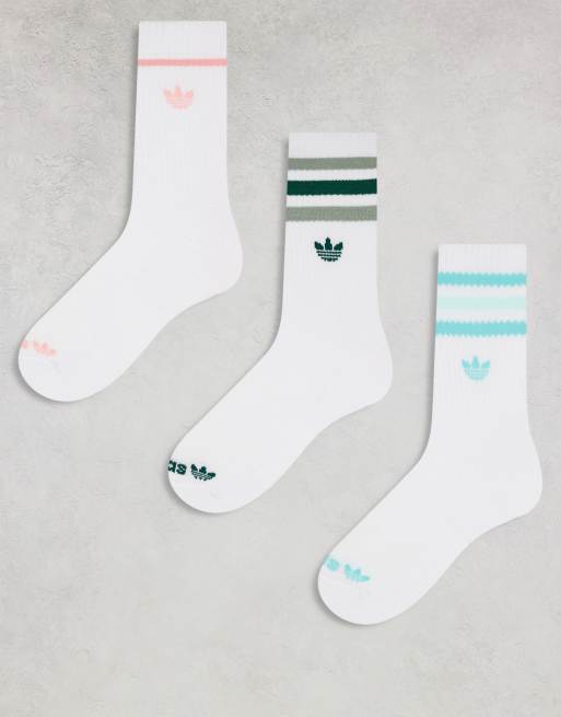 adidas Originals Roller 3.0 3-pack crew socks in white with pastel color pops