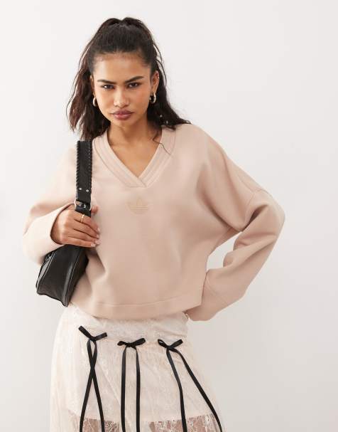 adidas Originals – Rosa sweatshirt i balettstil med v-ringning - view 1