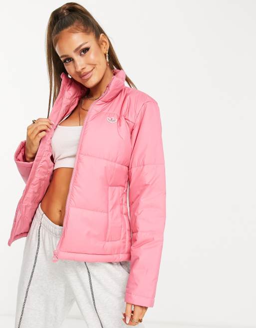 adidas Originals – Różowa, krótka kurtka ocieplana