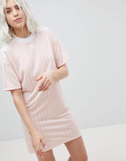 adidas Originals – Różowa sukienka z trzema paskami
