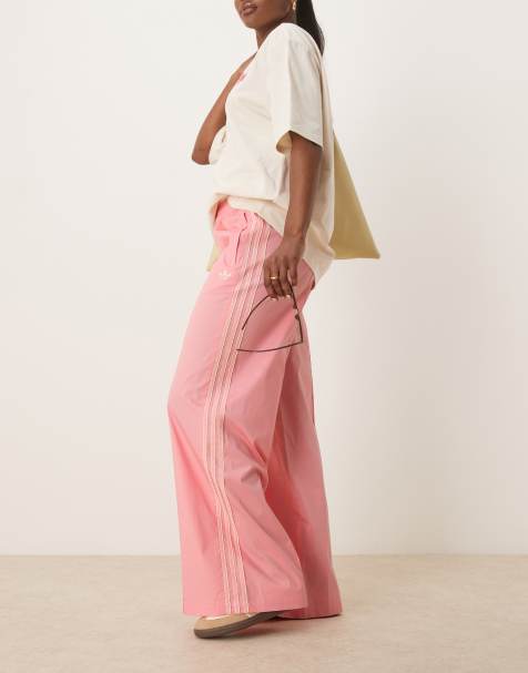 adidas Originals crochet 3 stripe track pants in pink