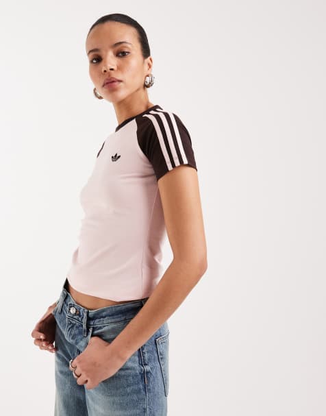 adidas Originals t-shirt in pink and brown