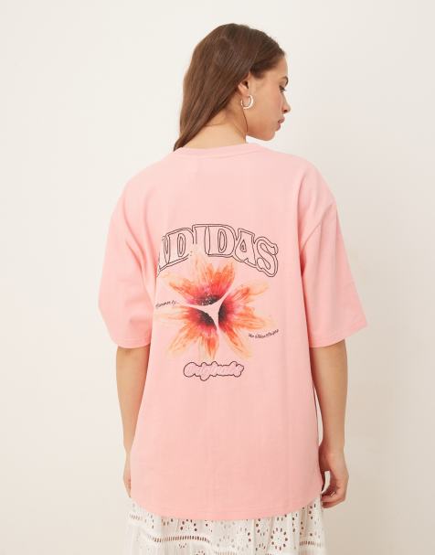 adidas Originals – Różowy T-shirty z grafiką z kwiatem - view 1