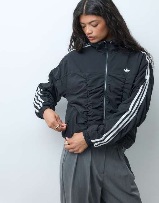 Adidas Originals ruched track jacket in black, 2 of 4
