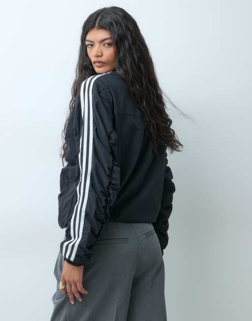 Adidas Originals ruched track jacket in black, 4 of 4