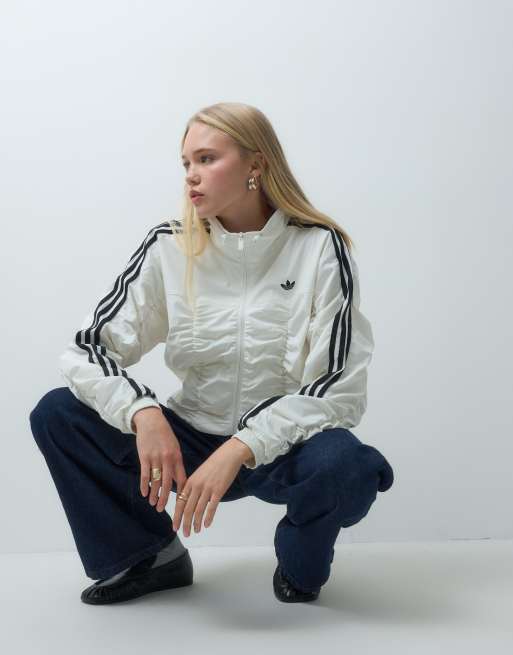 Adidas Originals ruched track jacket in off white, 3 of 4