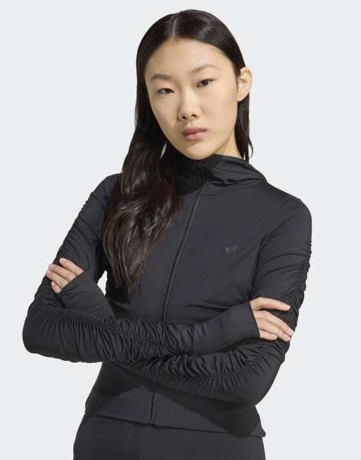 adidas Originals Ruched track top in black | ASOS
