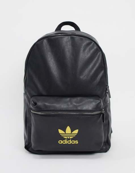 adidas Originals – Rucksack in Schwarz und Gold mit Dreiblatt-Logo