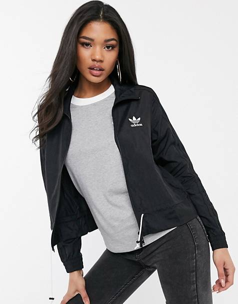 adidas Originals ruffle track jacket in black