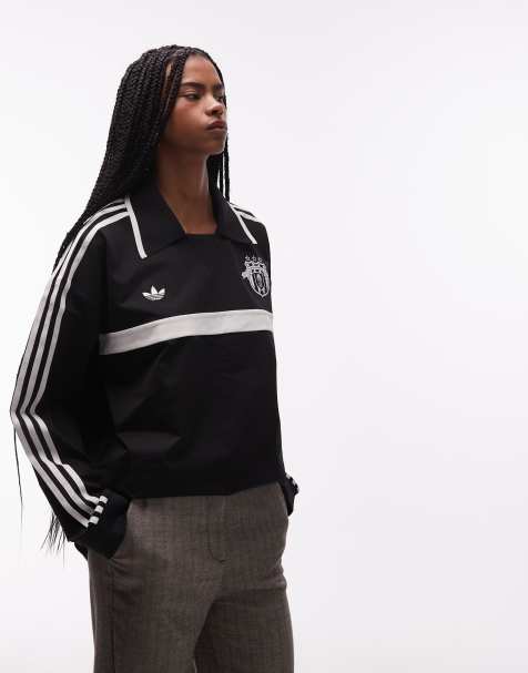 adidas Originals rugby long sleeve polo shirt in black - view 1