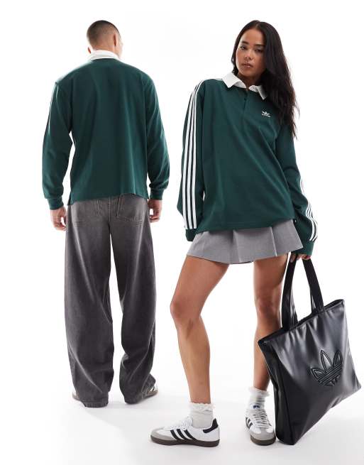 adidas Originals – Rugby-Polohemd in Mineralgrün