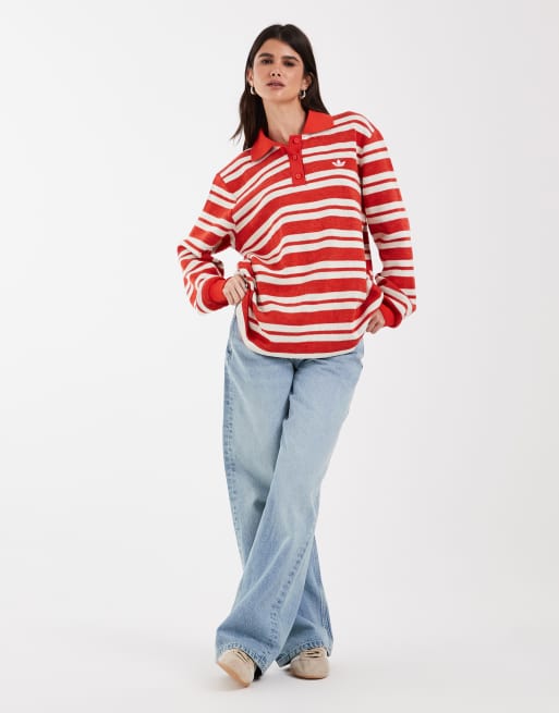adidas Originals Rugby-Polooberteil in Rot exklusiv bei ASOS, 3 von 4