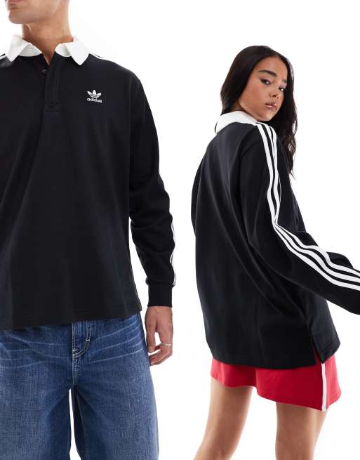 adidas Originals Rugby Poloshirt in Schwarz