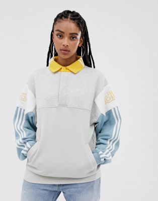 adidas Originals rugby sweat shirt in grey and white | ASOS