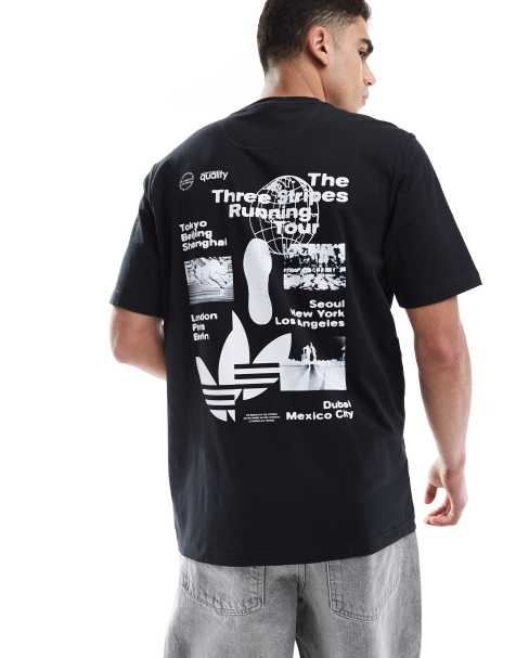 adidas Originals running tour graphic t-shirt in black