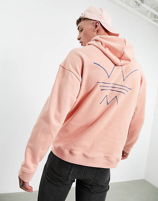 adidas Originals RYV abstract hoodie in coral